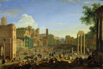 Uitzicht op het Campo Vaccino in Rome, c.1631 door Herman van Swanevelt